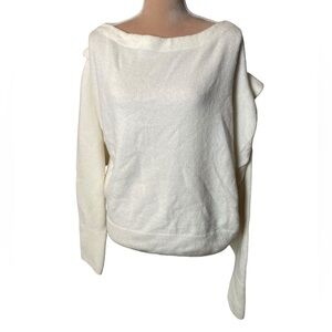 IRO TAHITA GATHERED KNITTED SWEATER IN IVORY